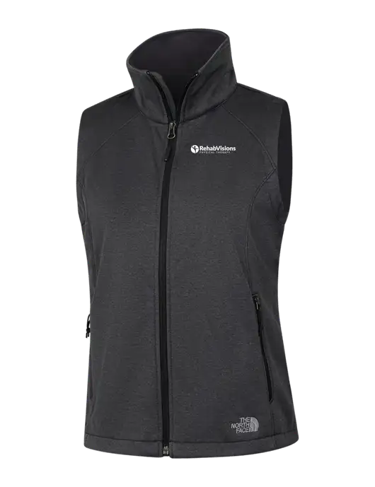 The North Face Womens Dark Grey Heather Ridgewall Soft Shell Vest  w/RV Physical Therapy Logo