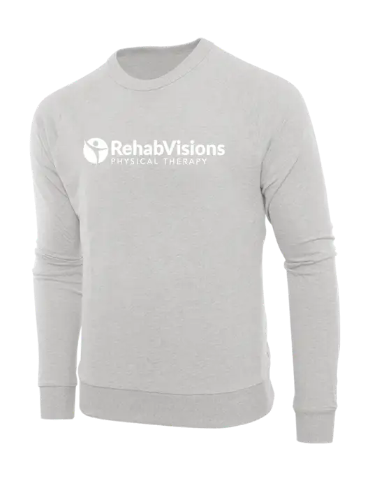 Allmade Granite Grey Heather Organic French Terry Crewneck Sweatshirt w/RV Physical Therapy Logo