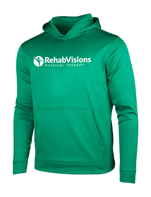 Kelly Green Sport-Wick Fleece Hooded Pullover w/RV Physical Therapy Logo