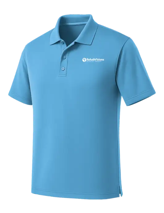 Carolina Blue Dry Zone UV Micro Mesh Polo w/RV Physical Therapy Logo