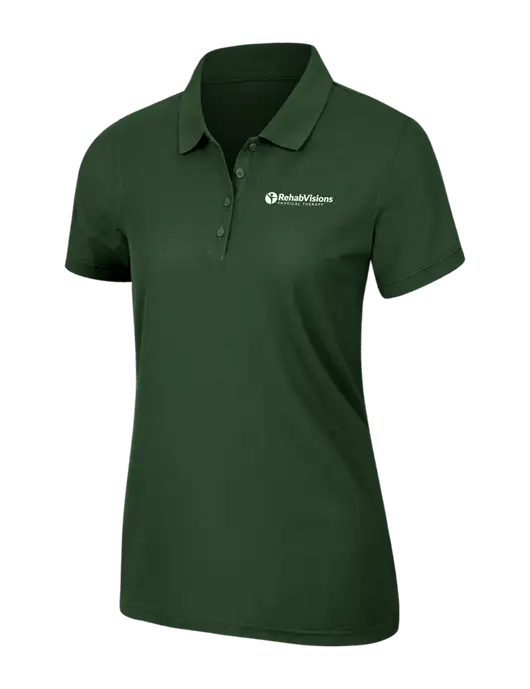 Dark Green Womens Core Classic Pique Polo w/RV Physical Therapy Logo