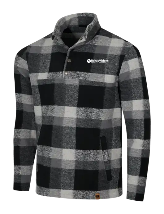 Russell Outdoors Black/White Plaid Basin Snap Pullover w/RV Physical Therapy Logo