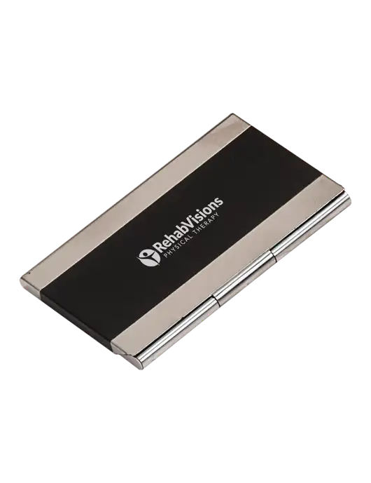 Black 3.75 x 2.5 Business Card Holder w/RV Physical Therapy Logo