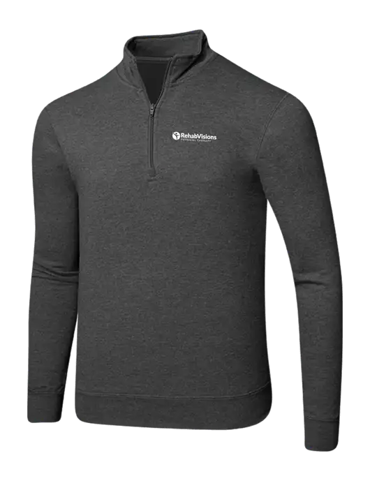 Dark Heather Grey 8.5 oz Ring Spun 1/4 Zip Pullover Sweatshirt w/RV Physical Therapy Logo