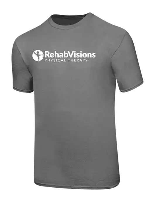 Ring Spun Medium Grey 4.5 oz T-Shirt w/RV Physical Therapy Logo