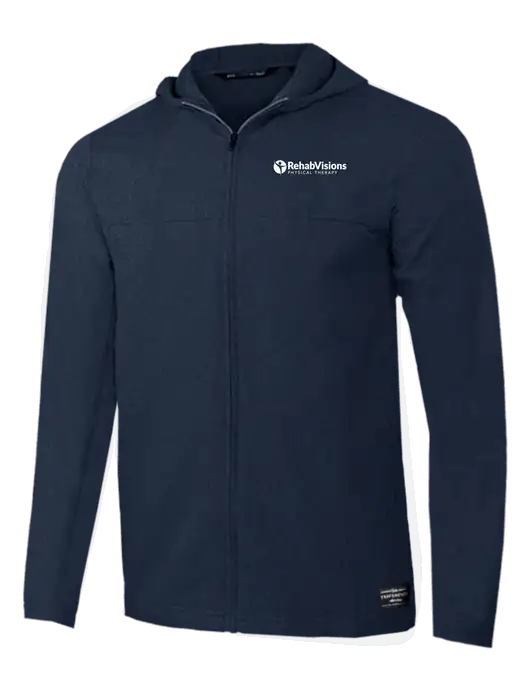 TravisMathew Dark Heather Navy Balboa Hooded Full-Zip Jacket w/RV Physical Therapy Logo