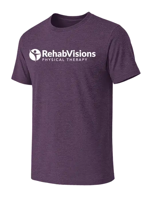 BELLA+CANVAS Heather Purple CVC Short Sleeve Tee w/RV Physical Therapy Logo