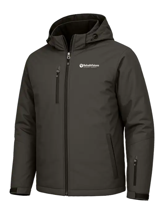Cold Weather Vortex Dark Grey/ Black Waterproof 3-in-1 Jacket with Detachable Hood w/RV Physical Therapy Logo, RV Physical Therapy Logo