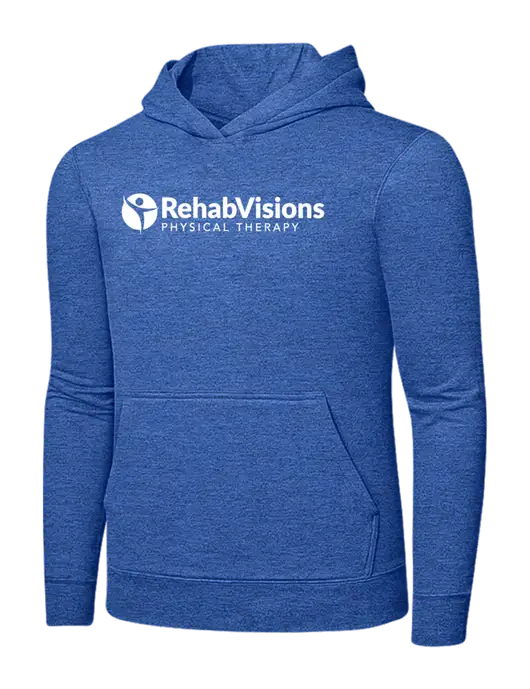 Heather Royal 7.8. oz Ring Spun Hooded Sweatshirt w/RV Physical Therapy Logo