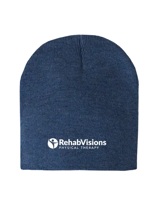 Dark Royal Heather Element Knit Beanie w/RV Physical Therapy Logo