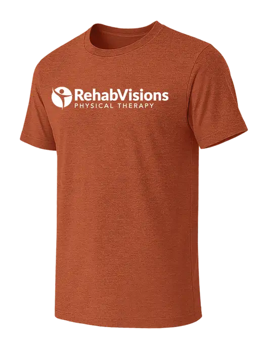 BELLA+CANVAS Burnt Orange Heather CVC Short Sleeve Tee w/RV Physical Therapy Logo
