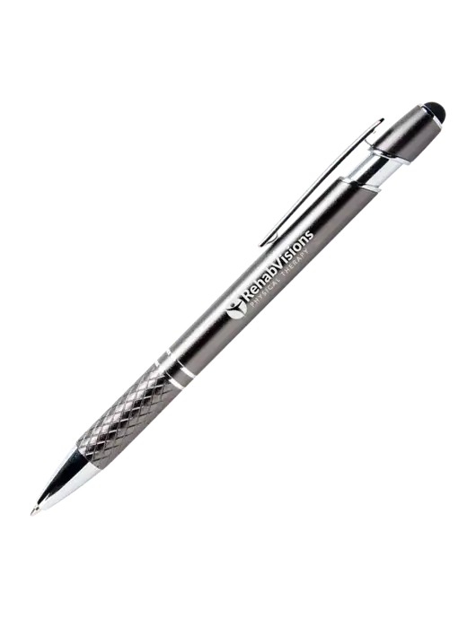 Valencia Gunmetal Stylus Pen - Black Ink w/RV Physical Therapy Logo
