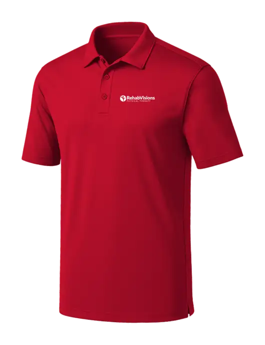 Red Silk Touch Performance Polo w/RV Physical Therapy Logo