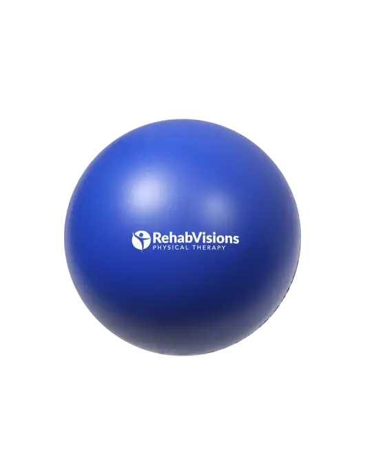 Dark Royal Blue Stress Reliever Ball w/RV Physical Therapy Logo