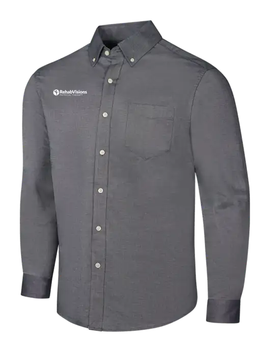 Dark Grey SuperPro Oxford Shirt w/RV Physical Therapy Logo