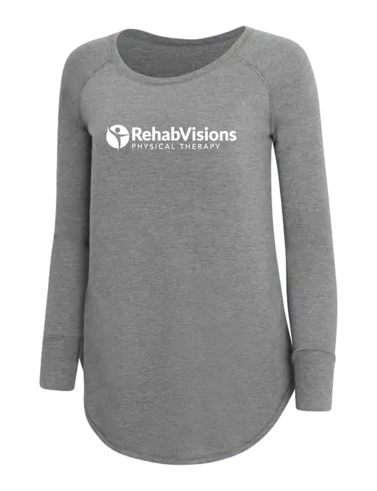 Womens Perfect Wide Collar Tunic Tri-Blend Grey Frost 4.5 oz T-Shirt w/RV Physical Therapy Logo