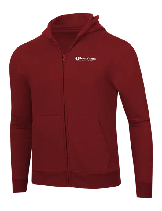 Cardinal 8.5 oz Ring Spun Zip Hooded Sweatshirt w/RV Physical Therapy Logo