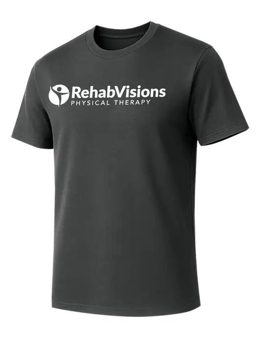 Allmade Charcoal Grey Organic Cotton Tee w/RV Physical Therapy Logo