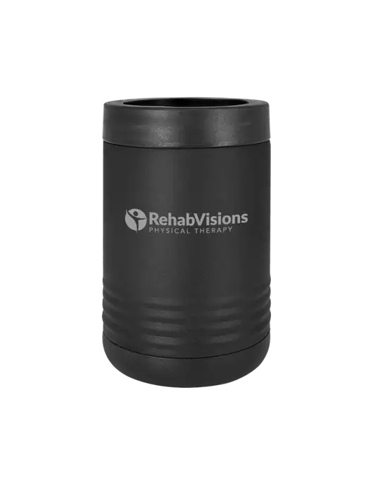 Polar Camel 12 oz Powder Coated Black Vacuum Insulated Beverage Holder w/RV Physical Therapy Logo