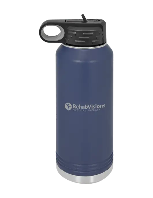 Polar Camel 32 oz Powder Coated Navy Vacuum Insulated Water Bottle w/RV Physical Therapy Logo