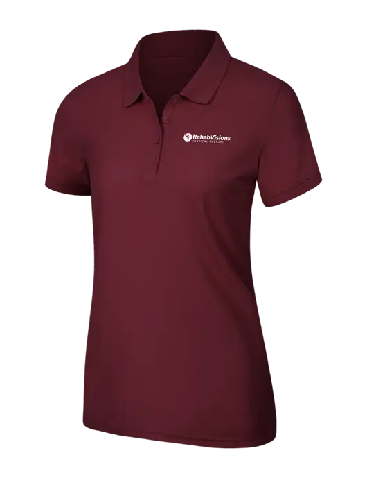 Maroon Womens Core Classic Pique Polo w/RV Physical Therapy Logo