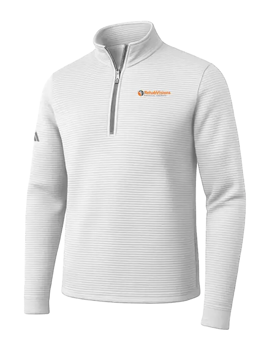 Adidas White Spacer Quarter-Zip Pullover w/RV Physical Therapy Logo