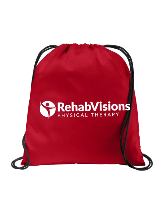 Drawstring True Red Cinch Pack w/RV Physical Therapy Logo