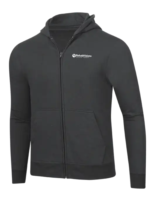 Charcoal 8.5 oz Ring Spun Zip Hooded Sweatshirt w/RV Physical Therapy Logo