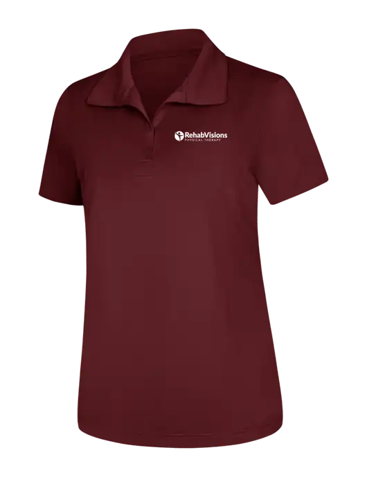 Womens Maroon Micropique Sport-Wick Polo w/RV Physical Therapy Logo