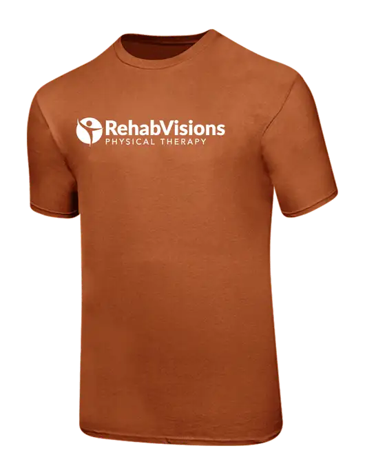 Ring Spun Burnt Orange 4.5 oz T-Shirt w/RV Physical Therapy Logo