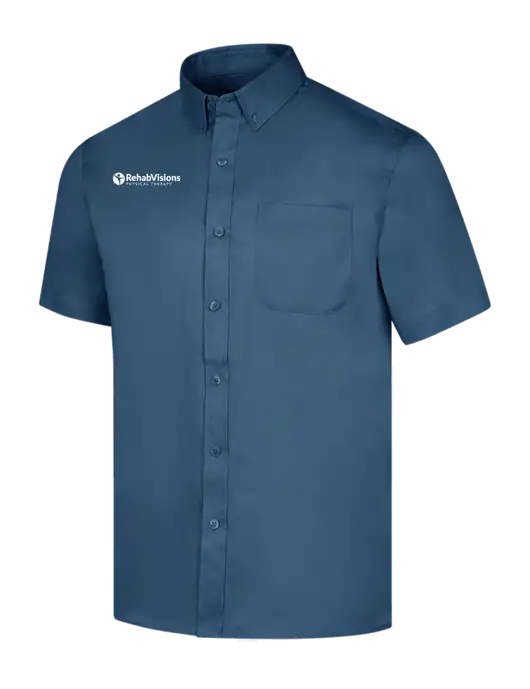Short Sleeve Light Navy Superpro React Twill Shirt w/RV Physical Therapy Logo