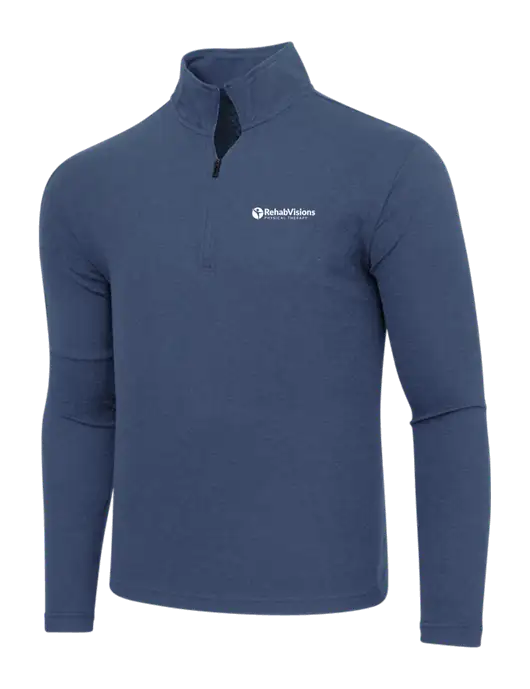 Adidas  Navy  Melange 3 Stripes Quarter Zip Sweater w/RV Physical Therapy Logo