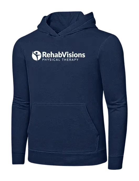 Navy 7.8 oz Ring Spun Hooded Sweatshirt w/RV Physical Therapy Logo