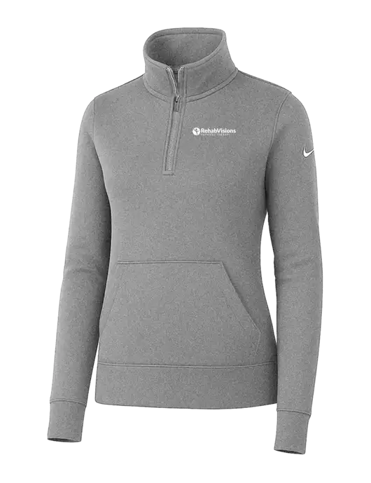 Nike Womens Light Grey Heather Club Fleece Sleeve Swoosh 1/2-Zip w/RV Physical Therapy Logo