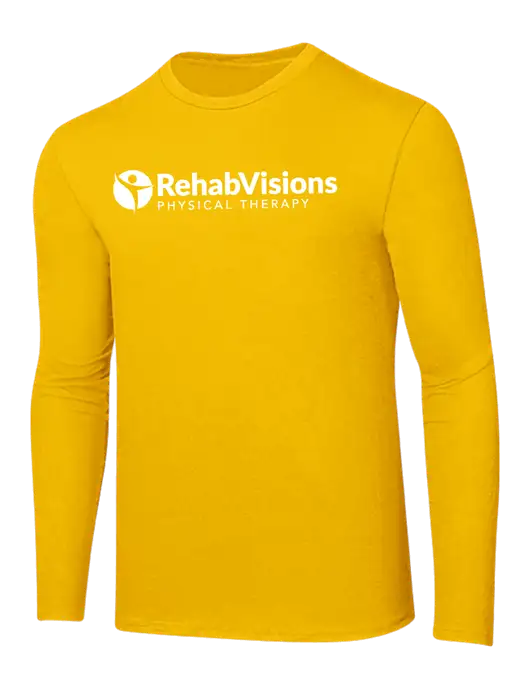 Ring Spun Yellow Gold 4.5 oz Long Sleeve T-Shirt
 w/RV Physical Therapy Logo