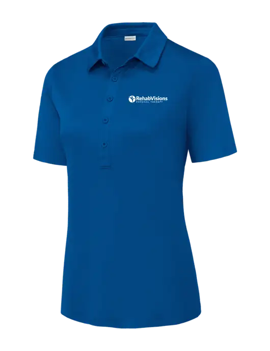 True Royal Womens Posi-UV Pro Polo w/RV Physical Therapy Logo