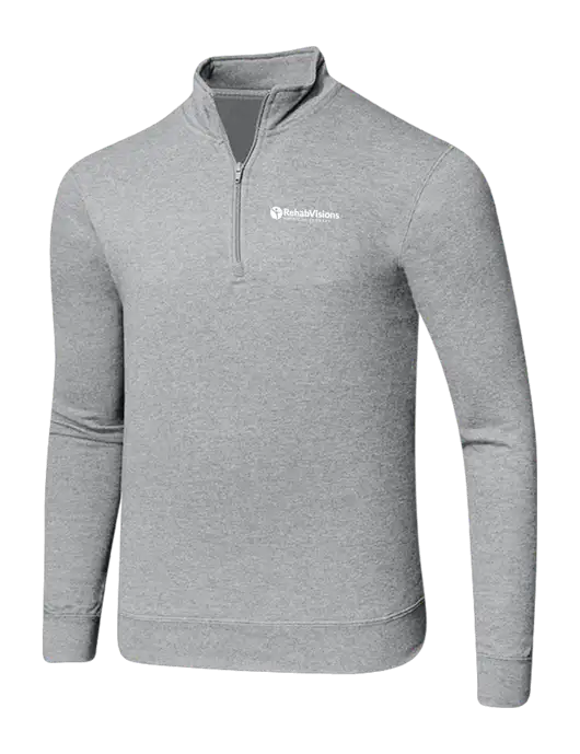 Light Heather Grey 8.5 oz Ring Spun 1/4 Zip Pullover Sweatshirt w/RV Physical Therapy Logo