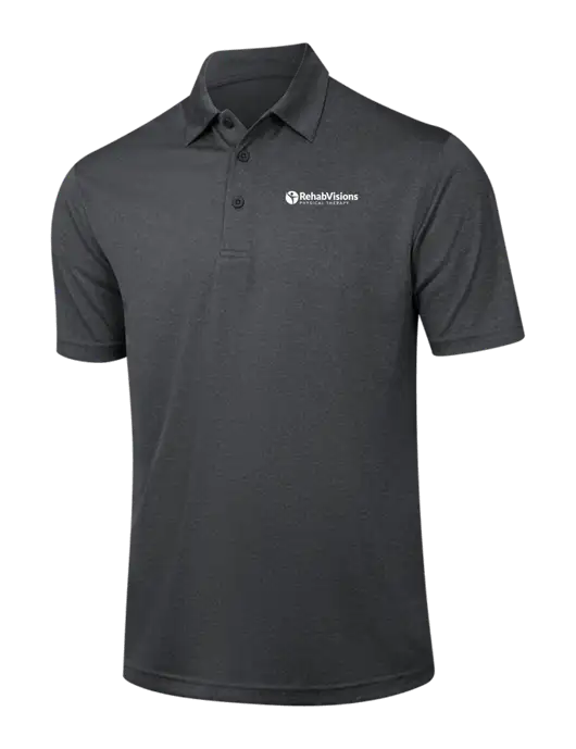 Dark Grey Heather Contender Polo w/RV Physical Therapy Logo