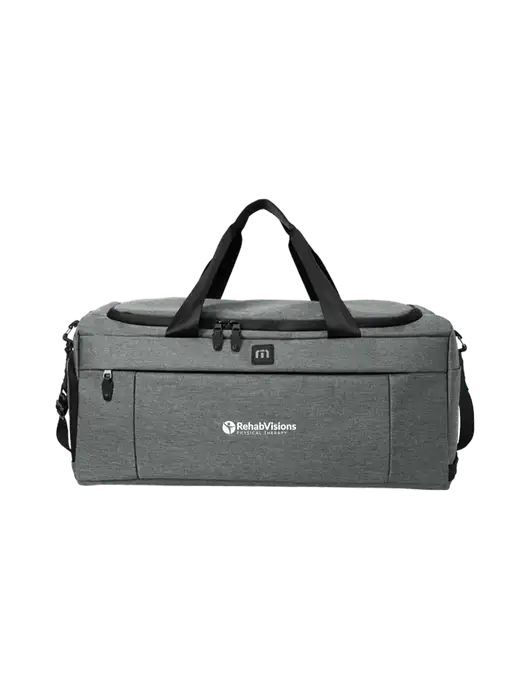 TravisMathew Dark Grey Heather Duration Duffel w/RV Physical Therapy Logo