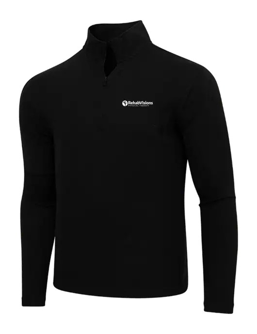 Adidas  Black Melange 3 Stripes Quarter Zip Sweater w/RV Physical Therapy Logo