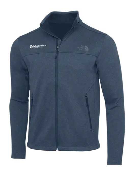 North Face Light Navy Heather Ridgewall Soft Shell Jacket w/RV Physical Therapy Logo