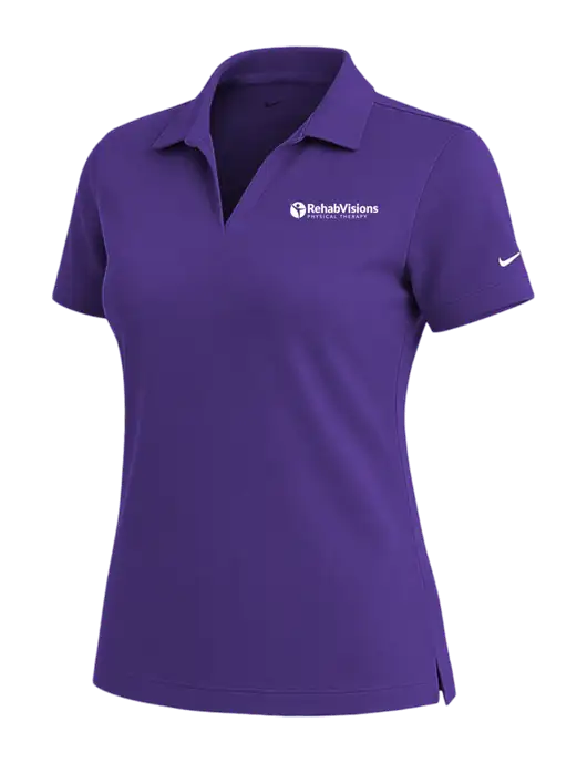 NIKE Purple Womens Dri-Fit Micro Pique Polo w/RV Physical Therapy Logo