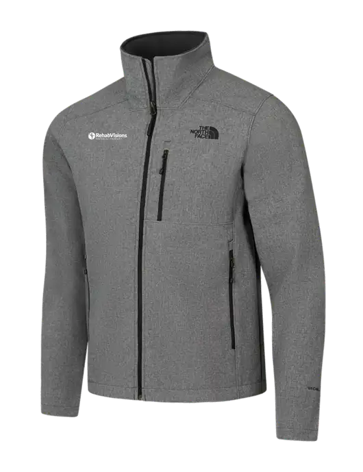 North Face Light Grey Heather Apex Barrier Soft Shell Jacket w/RV Physical Therapy Logo