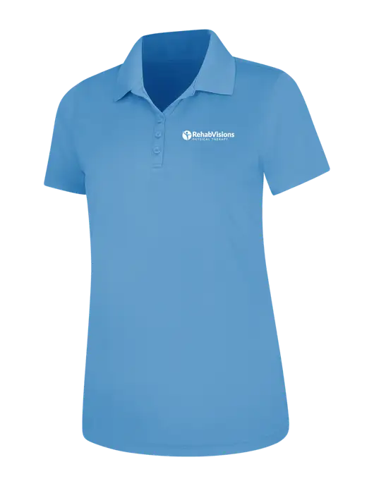 Carolina Blue Womens Dry Zone UV Mesh Polo w/RV Physical Therapy Logo