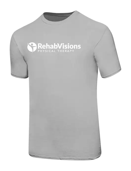 Ring Spun Silver 4.5 oz T-Shirt w/RV Physical Therapy Logo