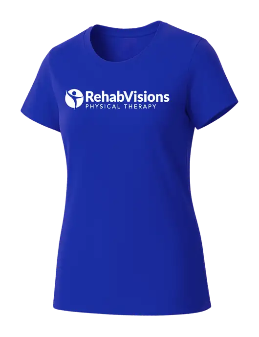 Womens Seriously Soft Royal T-Shirt w/RV Physical Therapy Logo
