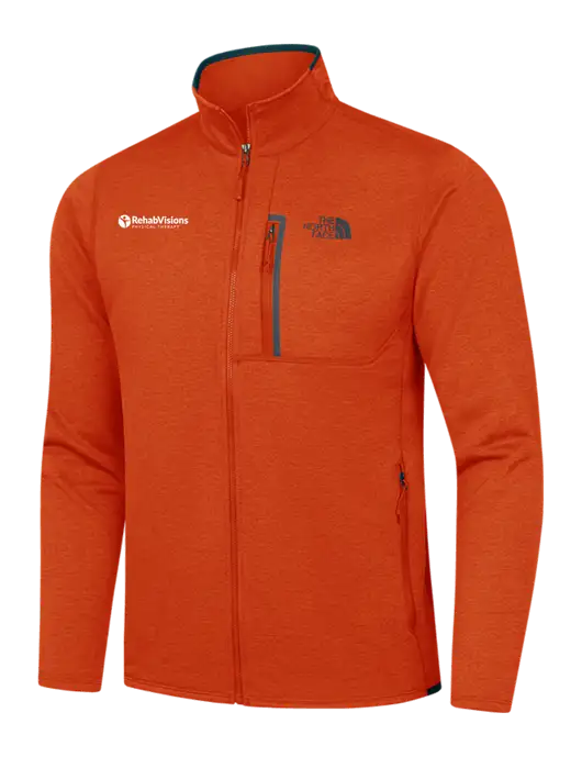 North Face Orange Heather/Navy Skyline Full-Zip Fleece Jacket w/RV Physical Therapy Logo