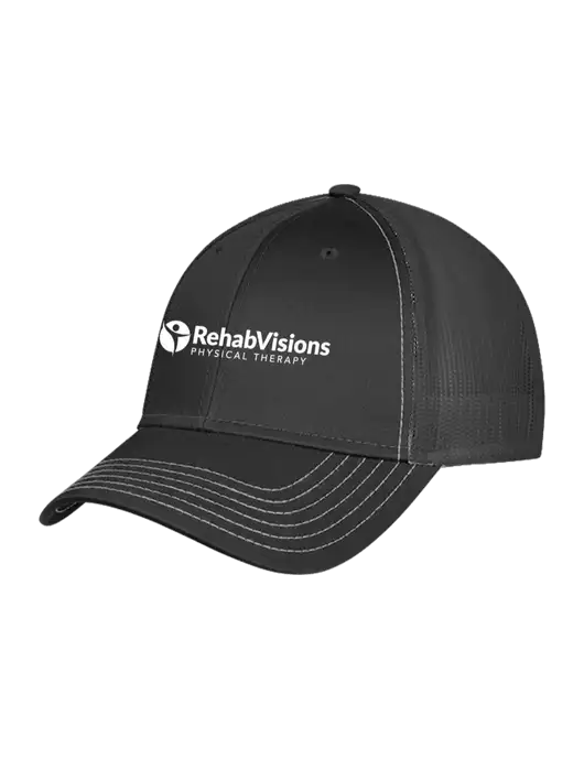 Charcoal Grey Mesh Trucker Cap Snap Back w/RV Physical Therapy Logo