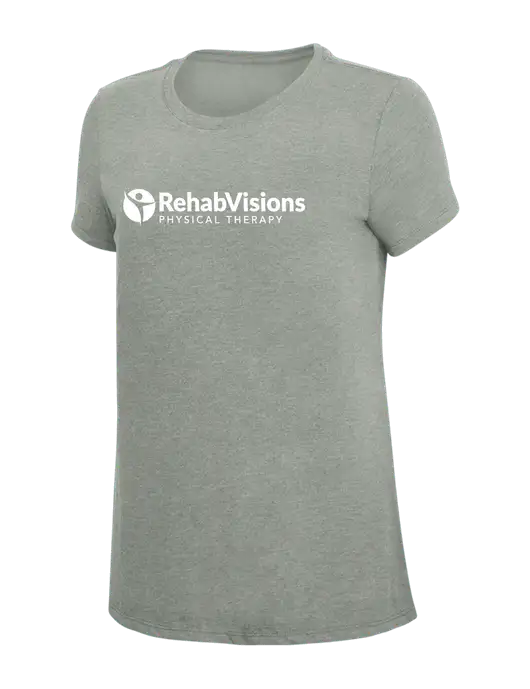 Womens Simply Soft Grey Frost 4.5oz  Poly/Combed Ring Spun Cotton T-Shirt w/RV Physical Therapy Logo