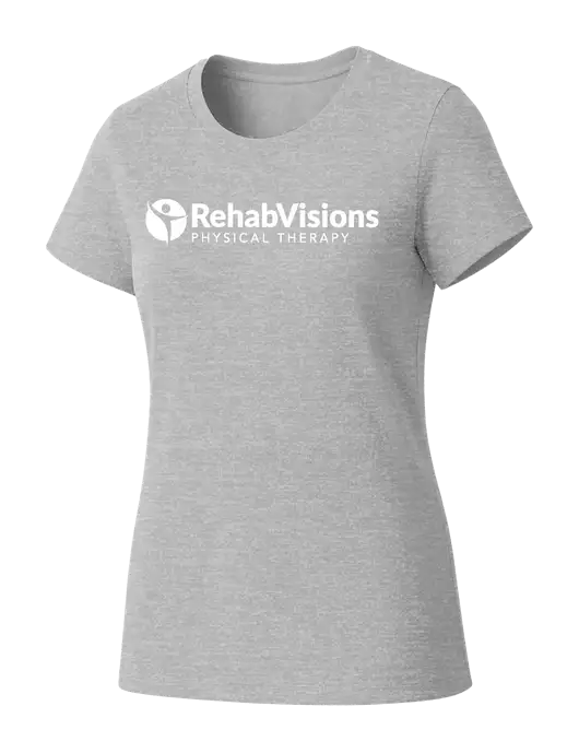 Womens Seriously Soft Light Heathered Grey T-Shirt w/RV Physical Therapy Logo